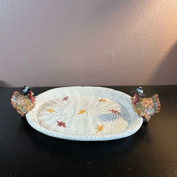 Fitz & Floyd 1990 pilgrims progress thanksgiving serving tray - Picture 10 of 16
